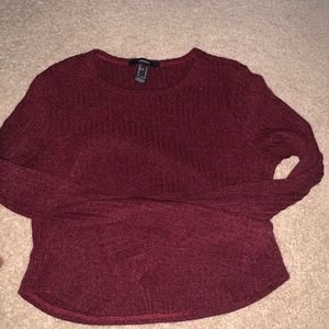 Forever 21 Burgundy Cropped Sweater
